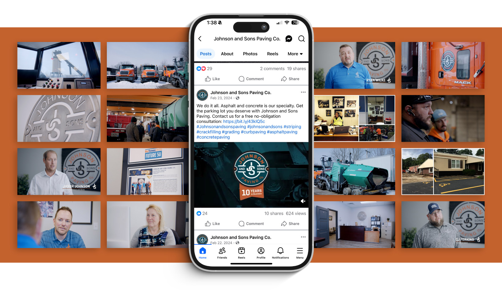 Johnson And Sons Paving Videos Mockup On Mobile