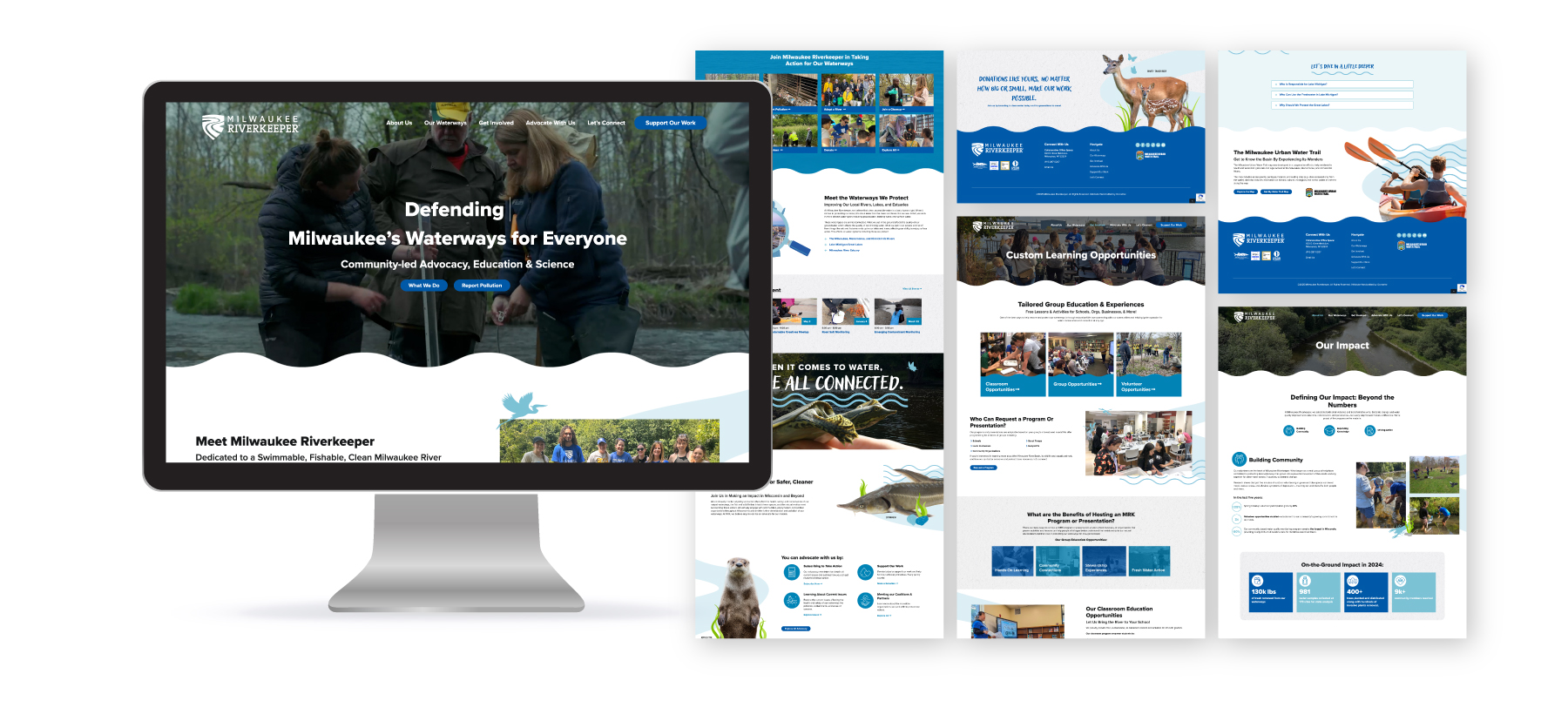 Milwaukee Riverkeeper Website Across Multiple Screen Sizes