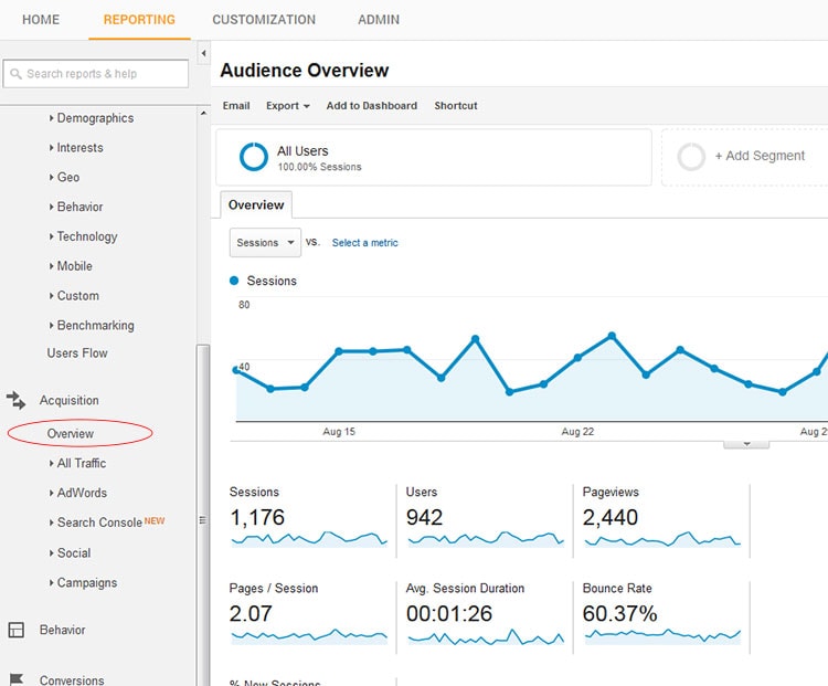 Google Analytics Overview Report