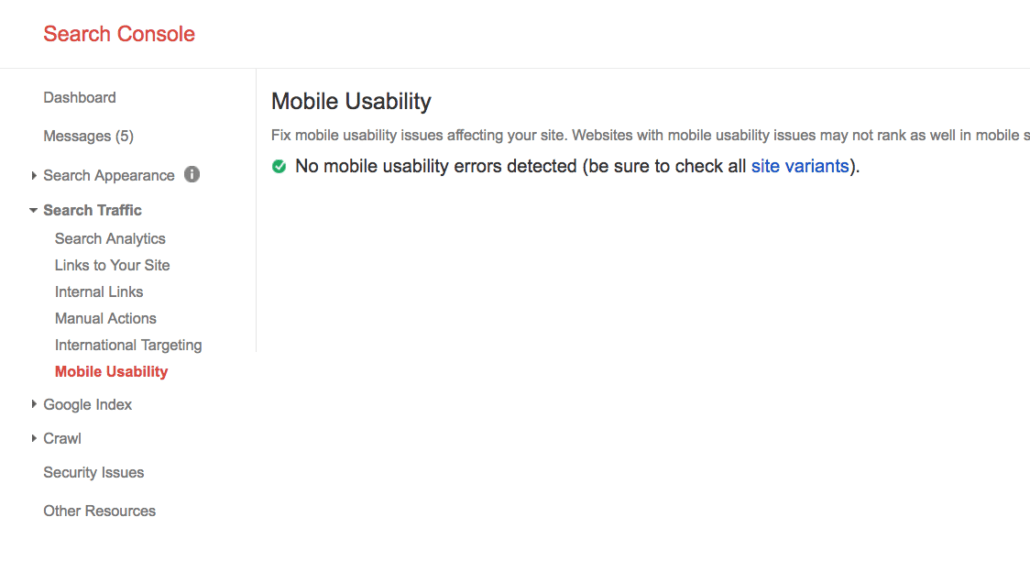 Mobile Usability Google Search Console
